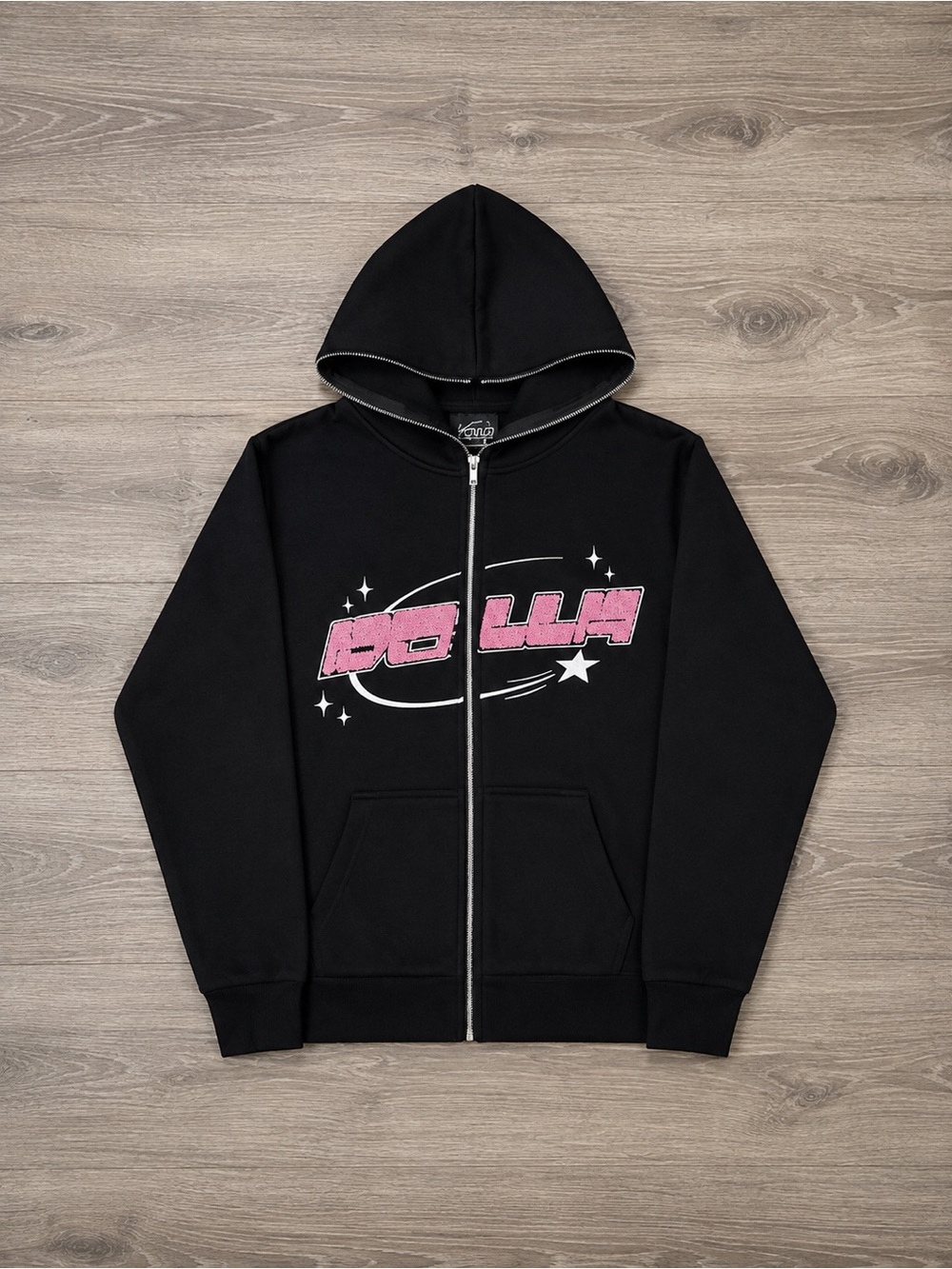 Black & Pink Dolla Full-Zip Up Hoodie